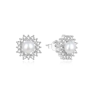 Beneto Orecchini di perle in argento con zirconi AGUP1323PL