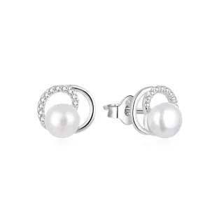 Beneto Orecchini eleganti in argento con perle e zirconi AGUP1321PL