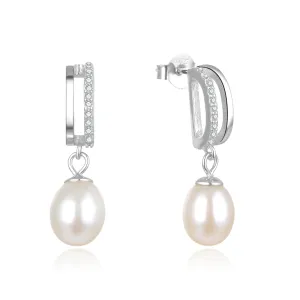 Beneto Orecchini eleganti in argento con perle vere AGUP2687P