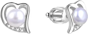 Beneto Orecchini in argento a cuore con perla AGUP1412PS
