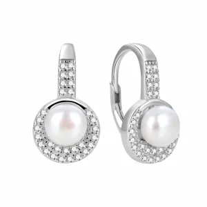 Beneto Orecchini scintillanti in argento con vere perle AGUC2152PL
