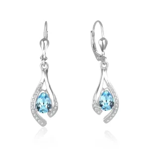 Beneto Orecchini splendidi in argento con zirconi blu chiari AGUC2693-T