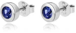 Beneto Orecchini teneri in argento a bottone con zirconi blu AGUP2259-BLUE