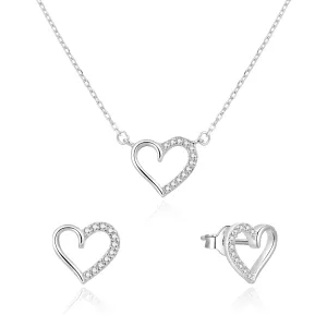 Beneto Romantico set di gioielli in argento Cuori AGSET242L (collana, orecchini)