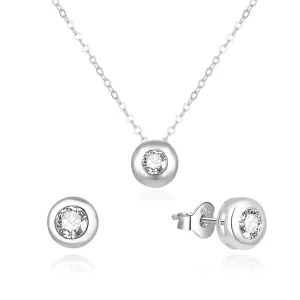 Beneto Set di gioielli delicati in argento con zirconi AGSET191R (collana, orecchini)