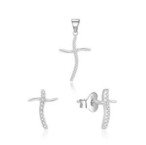 Beneto Set di gioielli in argento Croci AGSET254L (ciondolo, orecchini)