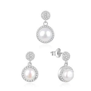 Beneto Set di gioielli in argento in argento con perle vere AGSET205P (ciondolo, orecchini)