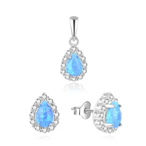 Beneto Splendido set di gioielli con opali blu AGSET137L (ciondolo, orecchini)