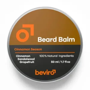 Beviro Balsamo per barba al profumo di pompelmo, cannella e legno di sandalo (Beard Balm) 50 ml