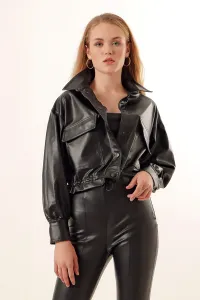 Bigdart 1031 Crop Leather Jacket - Black