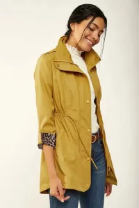 Bigdart 10322 Trench Coat with Pleated Waist - Mustard