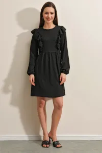 Bigdart 2372 Frills Knitted Dress - Black