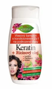 Bione Cosmetics Shampoo con balsamo 2 in 1 per capelli danneggiati Cheratina + Olio di ricino 260 ml