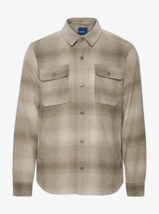 Beige Checkered Shirt Blend - Men #188130