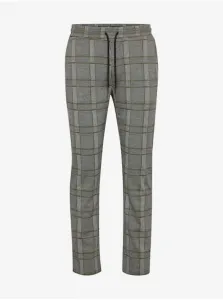 Grey Checkered Pants Blend - Men #821902