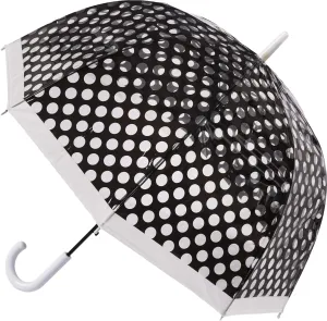 Blooming Brollies Ombrello da donnaClear Dome Stick withBlack polka dotsPOES BW