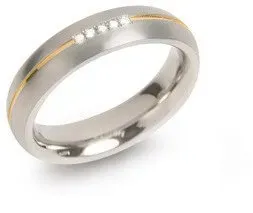 Boccia Titanium Anello nuziale in titanio placcato oro con diamanti 0130-04 53 mm