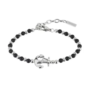 BREIL Elegante bracciale di perline con ancora Black Onyx TJ2407