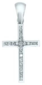 Brilio Pendente a croce in oro bianco con cristalli 249 001 00565 07