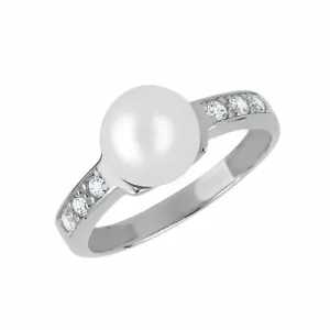 Brilio Splendido anello in oro bianco con cristalli e vera perla 225 001 00237 07 52 mm