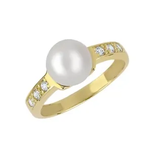 Brilio Splendido anello in oro giallo con cristalli e vera perla 225 001 00237 50 mm
