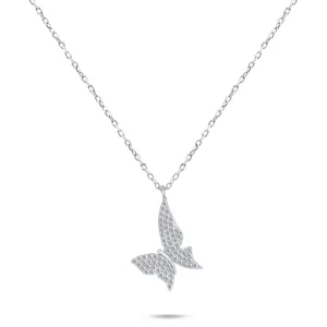 Brilio Silver Affascinante collana in argento con farfalla scintillante NCL48W