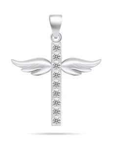 Brilio Silver Affascinante pendente in argento con zirconi Croce d’angelo PT67W