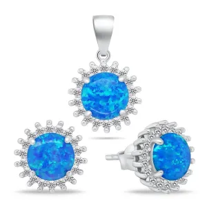 Brilio Silver Affascinante set di gioielli con opale blu SET254WB (orecchini, ciondolo)
