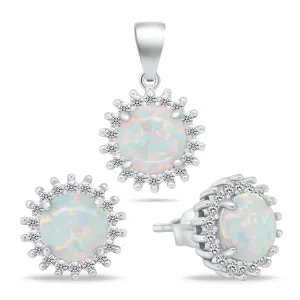 Brilio Silver Affascinante set di gioielli con opale SET254W (orecchini, ciondolo)