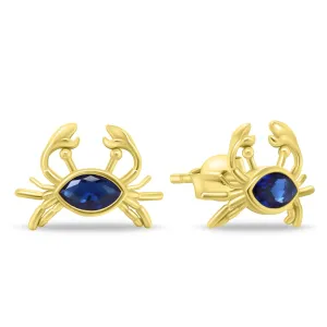 Brilio Silver Bellissimi orecchini placcati in oro con zircone blu Granchio EA862Y