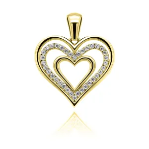 Brilio Silver Ciondolo grazioso dorato cuore con zirconi PT11Y