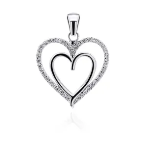 Brilio Silver Ciondolo grazioso in argento cuore con zirconi PT13W