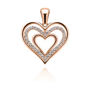 Brilio Silver Ciondolo grazioso in bronzo cuore con zirconi PT11R