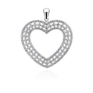 Brilio Silver Ciondolo lussuoso in argento cuore con zirconi PT18W