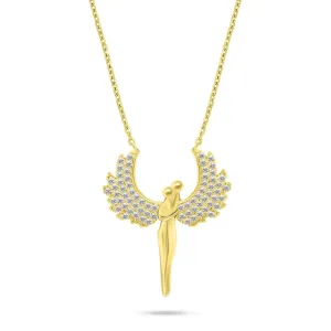 Brilio Silver Collana scintillante placcata oro Angeli con zirconi NCL143Y