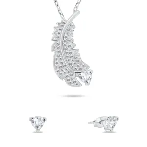 Brilio Silver Delicato parure di gioielli in argento con zirconi SET242W (orecchini, collana)