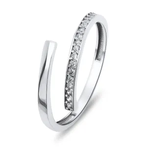 Brilio Silver Elegante anello aperto con zirconi trasparenti RI035W