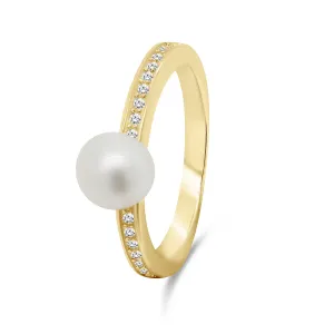 Brilio Silver Elegante anello placcato in oro con vera perla RI055Y 52 mm