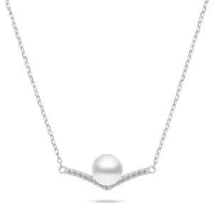 Brilio Silver Elegante collana in argento con perla e zirconi NCL131W