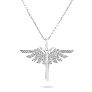Brilio Silver Elegante collana in argento Spada d'angelo con zirconi NCL144W