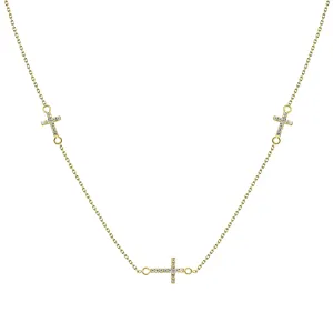 Brilio Silver Elegante collana placcata oro con zirconi NCL27Y