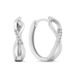 Brilio Silver Eleganti orecchini a cerchio in argento con zirconi EA454W