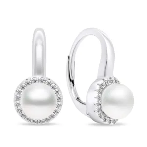 Brilio Silver Eleganti orecchini in argento con perle e zirconi EA419W