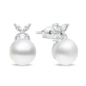 Brilio Silver Eleganti orecchini in argento con perle e zirconi EA971W