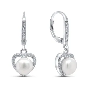 Brilio Silver Eleganti orecchini in argento con vera perla e zirconi EA87