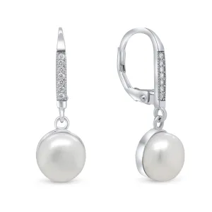 Brilio Silver Eleganti orecchini in argento con vera perla e zirconi EA90