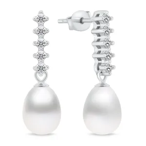 Brilio Silver Eleganti orecchini in argento con vera perla e zirconi EA950W