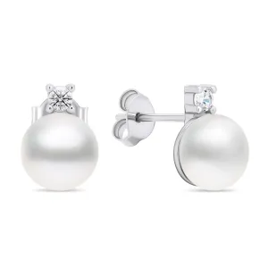 Brilio Silver Eleganti orecchini in argento con vere perle EA597W