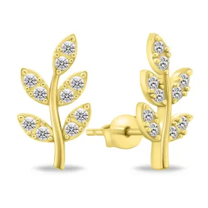 Brilio Silver Eleganti orecchini lunghi placcati in oro con zirconi EA857Y