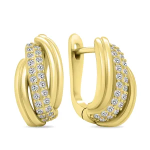 Brilio Silver Eleganti orecchini placcati in oro con zirconi EA551Y